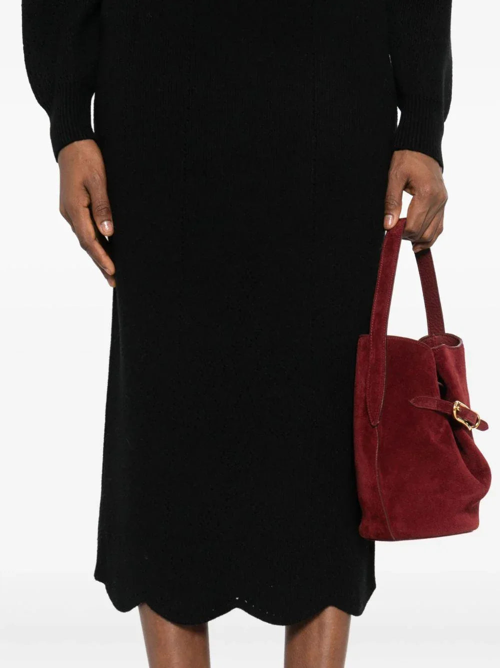 Gonna midi nera con orlo smerlato - Preludio Moda