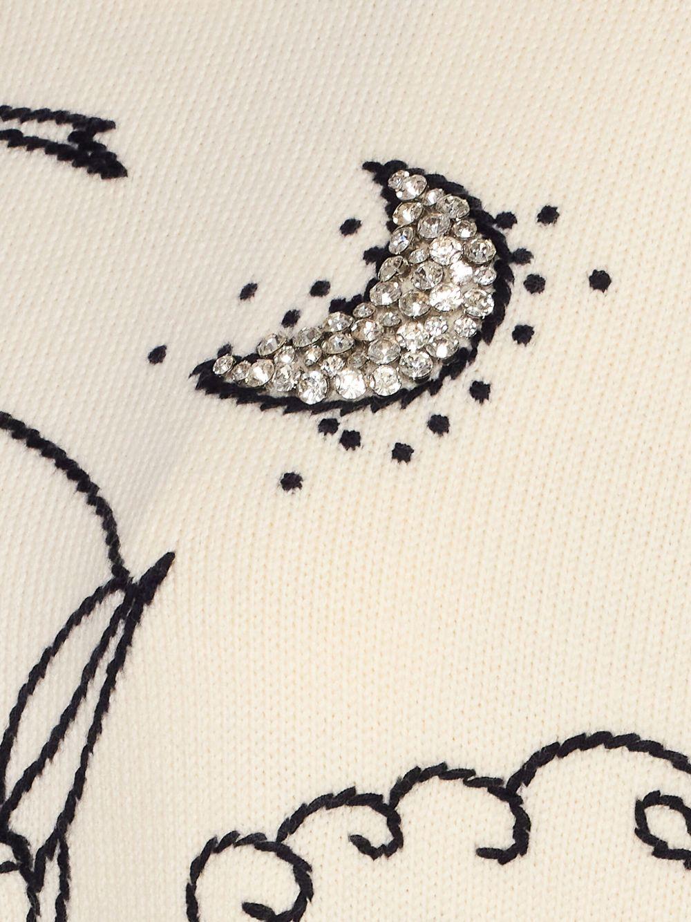 Maglione bianco con ricamo e borchie 105427A2PK ZE1 PINKO