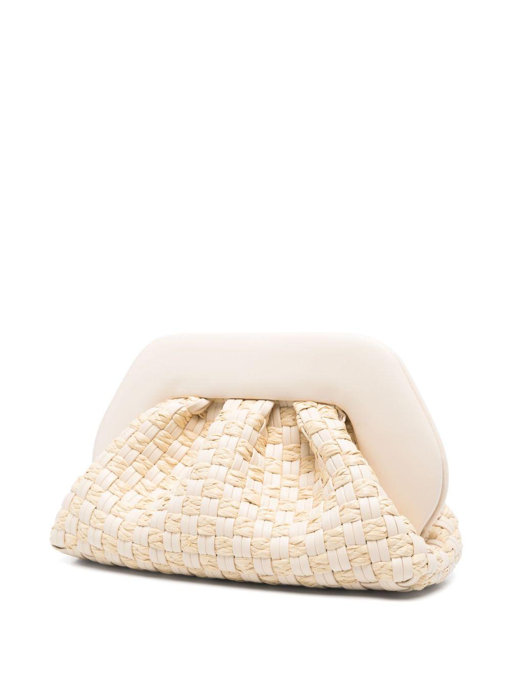 Clutch tia micro weaved staw bianca e rafia