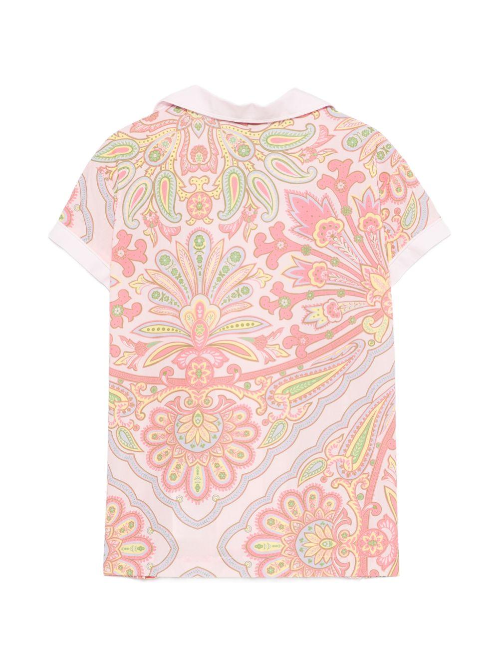 Camicia a maniche corte in cotone con stampa paisley GY5A41P0587 503VI ETRO KIDS