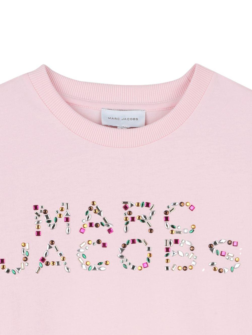 T-shirt in cotone con logo decorato W60746 475 MARC JACOBS KIDS