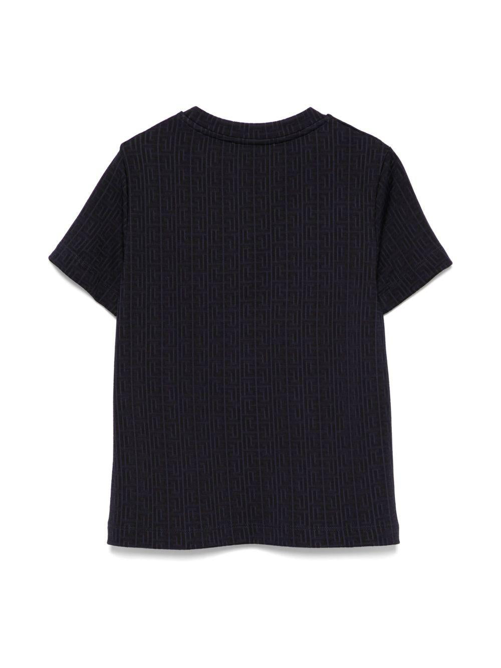 T-shirt blu con logo monogram BW8R31J0472 60K BALMAIN KIDS