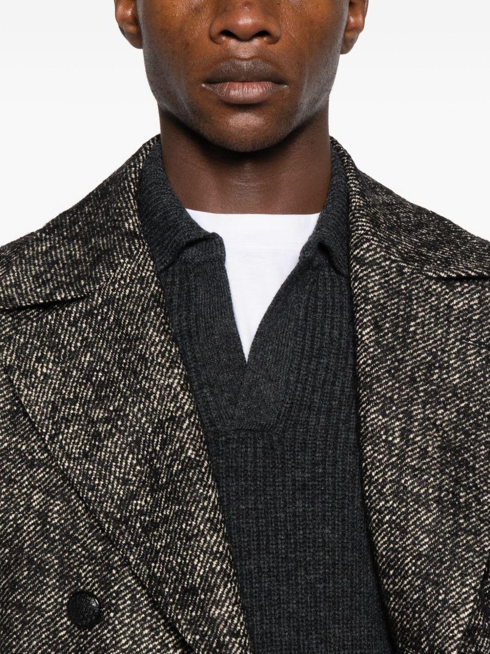 Maglione grigio a polo e maniche lunghe - Preludio Moda