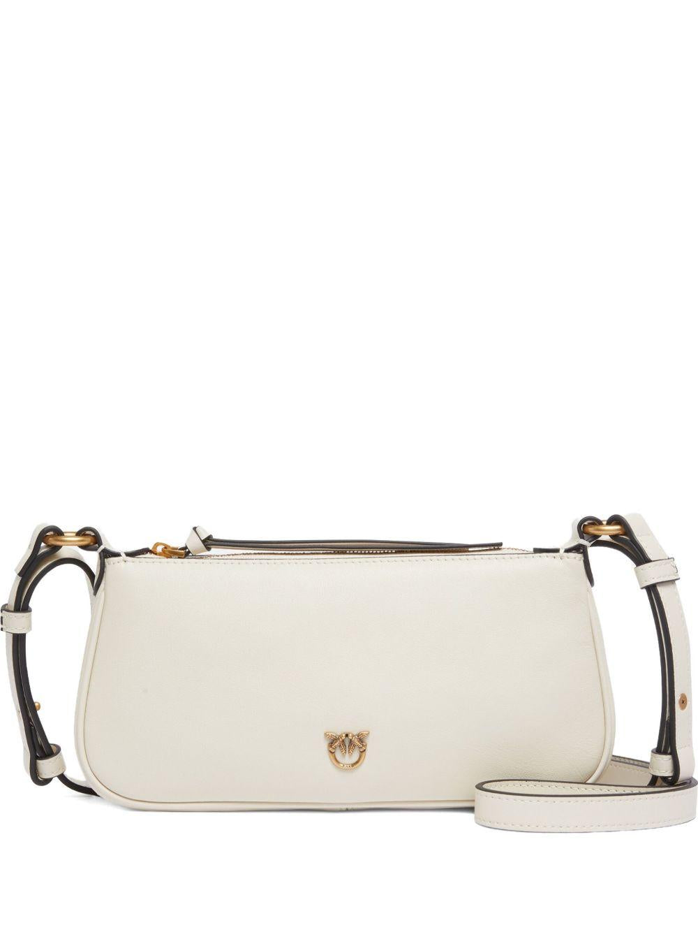 Borsa donna bianca in pelle half moon horizontal 105069A0QO Z14Q PINKO
