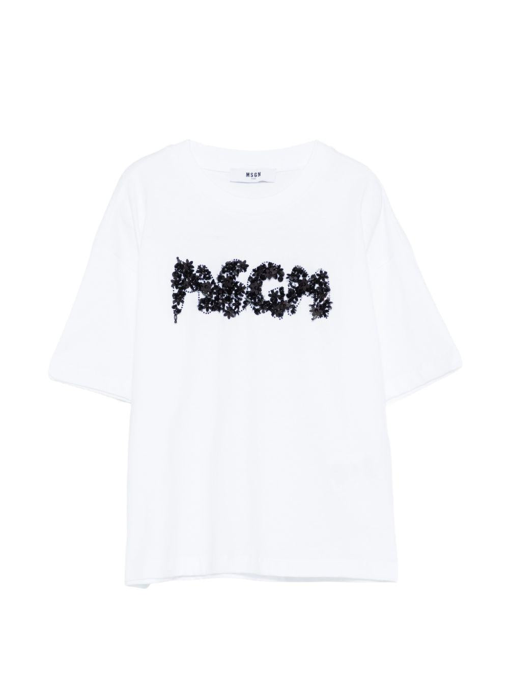T-shirt con logo floreale S6MSJGTH087 001 MSGM KIDS