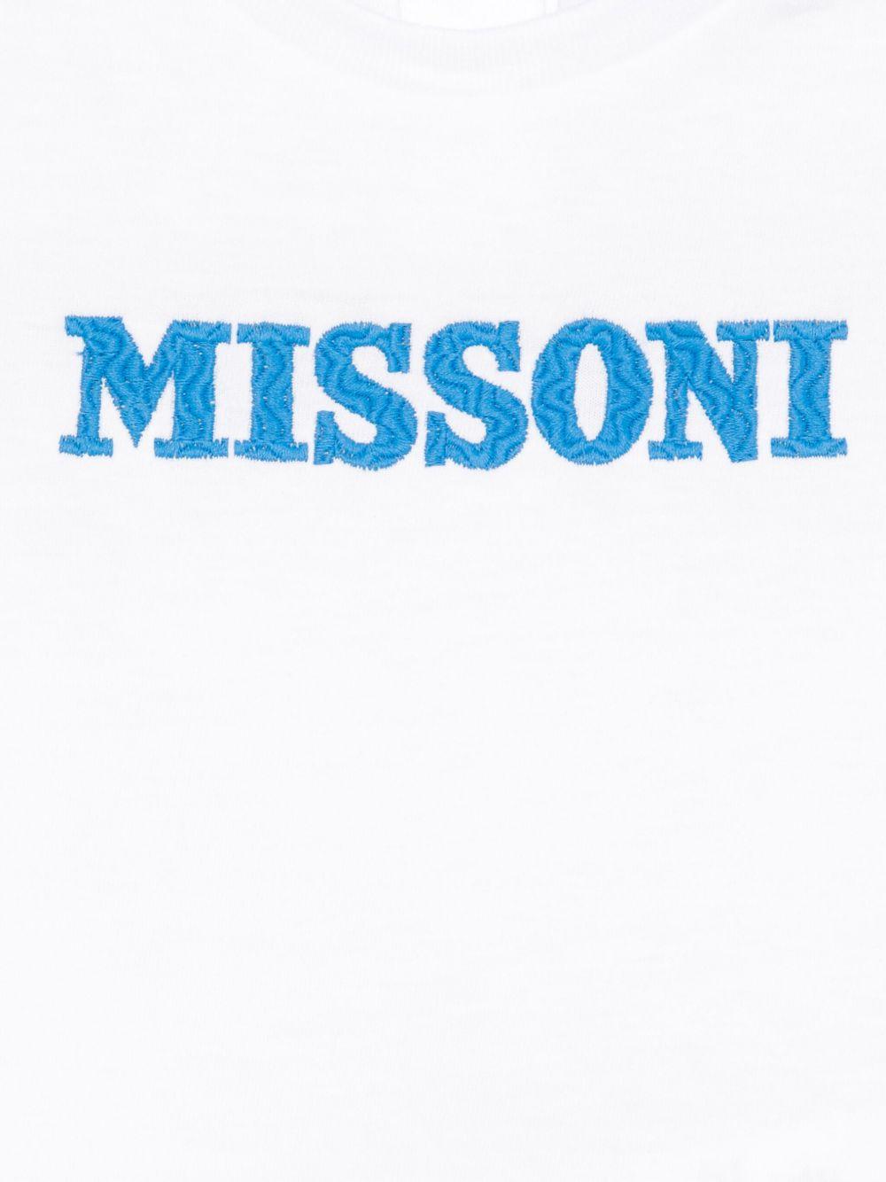 T-shirt bianca logo lettering blu neonato MW8521J0177 100AZ MISSONI KIDS