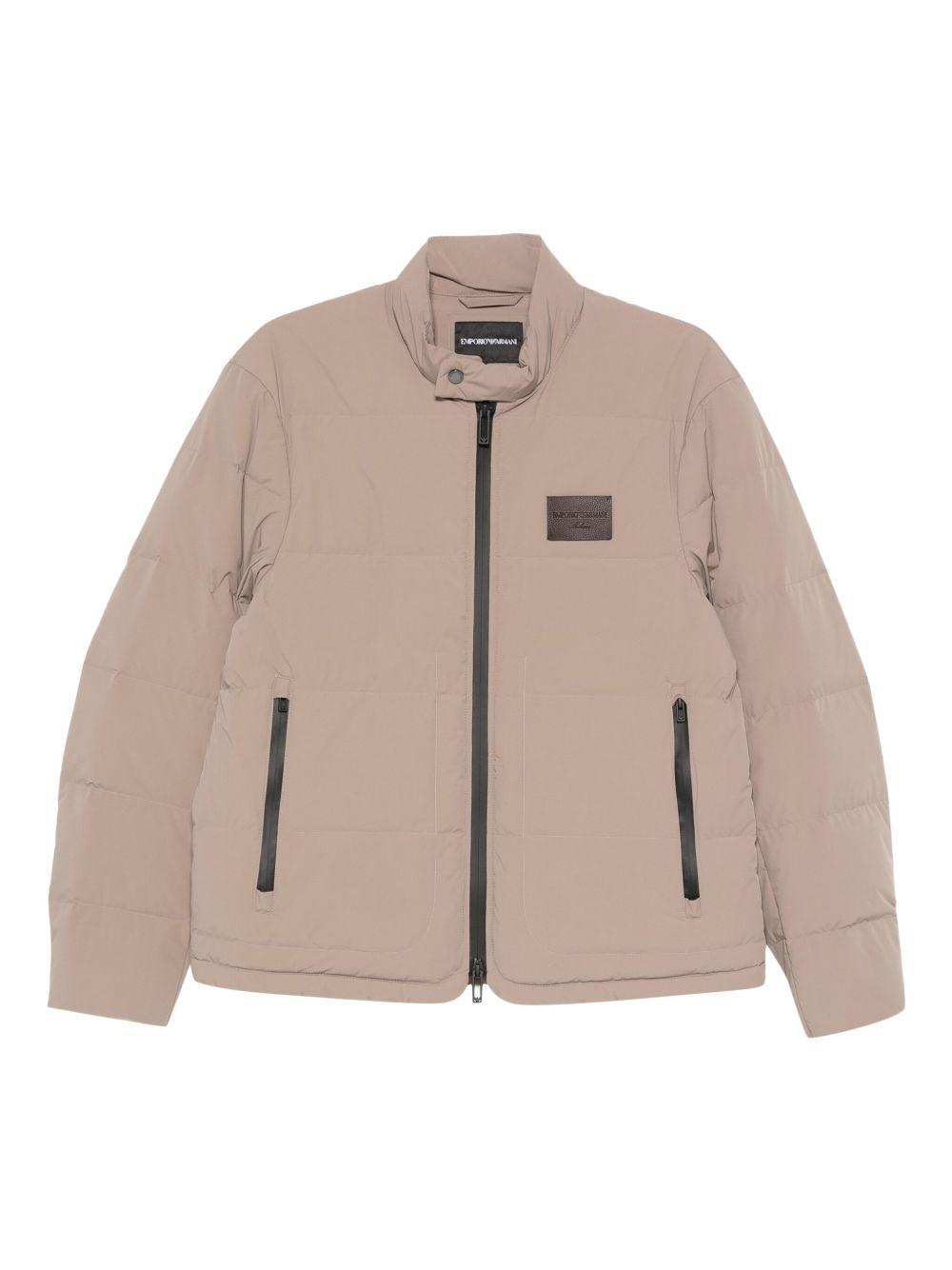 Giubbino marrone imbottito con cerniera e toppe logo EM003278AF18499 U6189 EMPORIO ARMANI