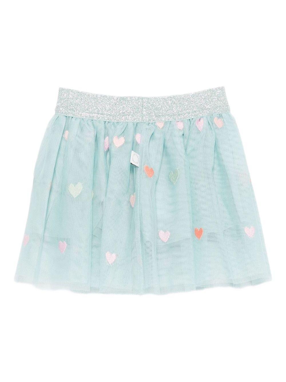 Gonna Celeste in Tulle per Bambini con Decorazioni a Cuori - Preludio Moda