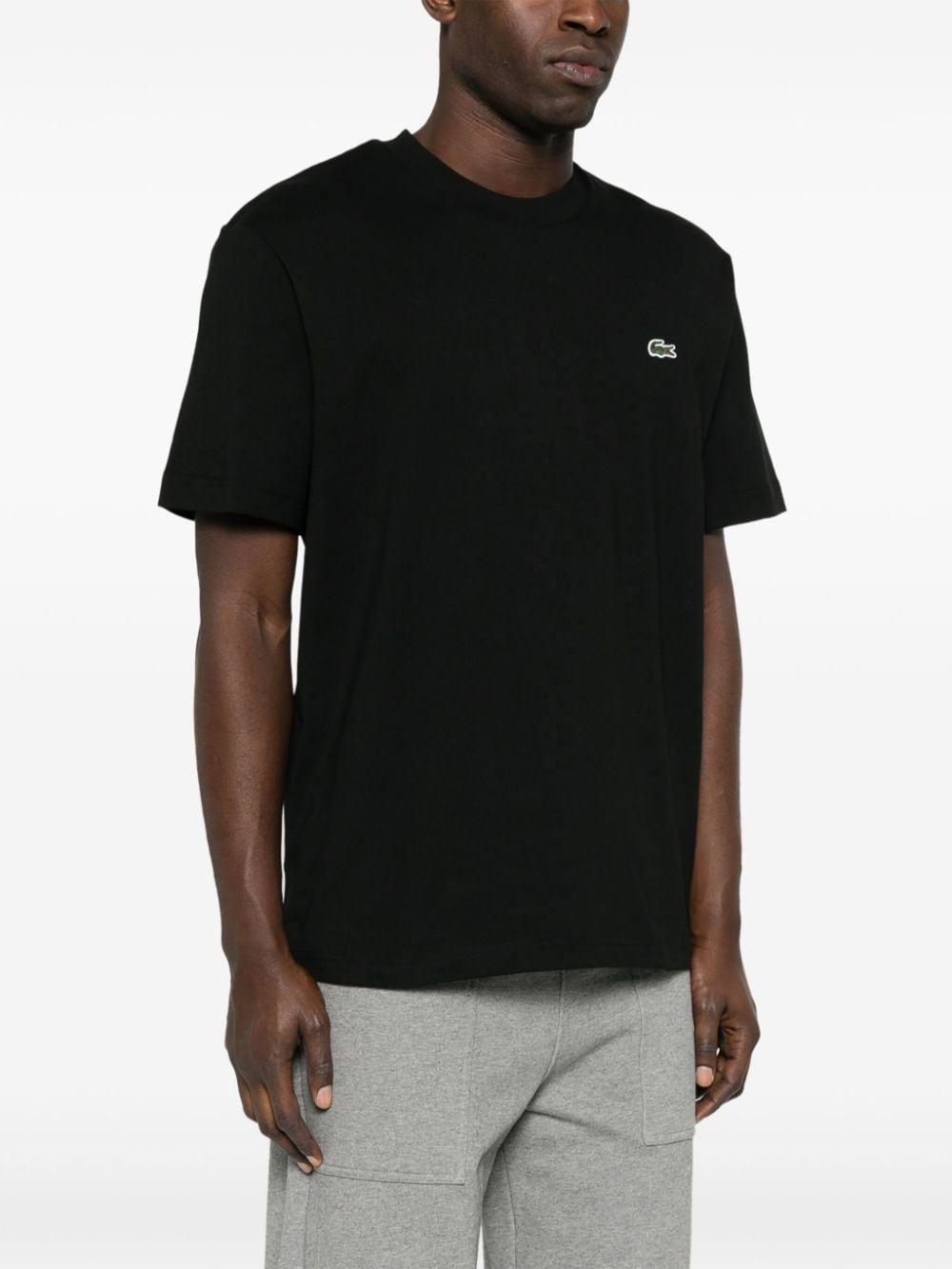 T-shirt nera mini logo ricamo TH7318 031 LACOSTE