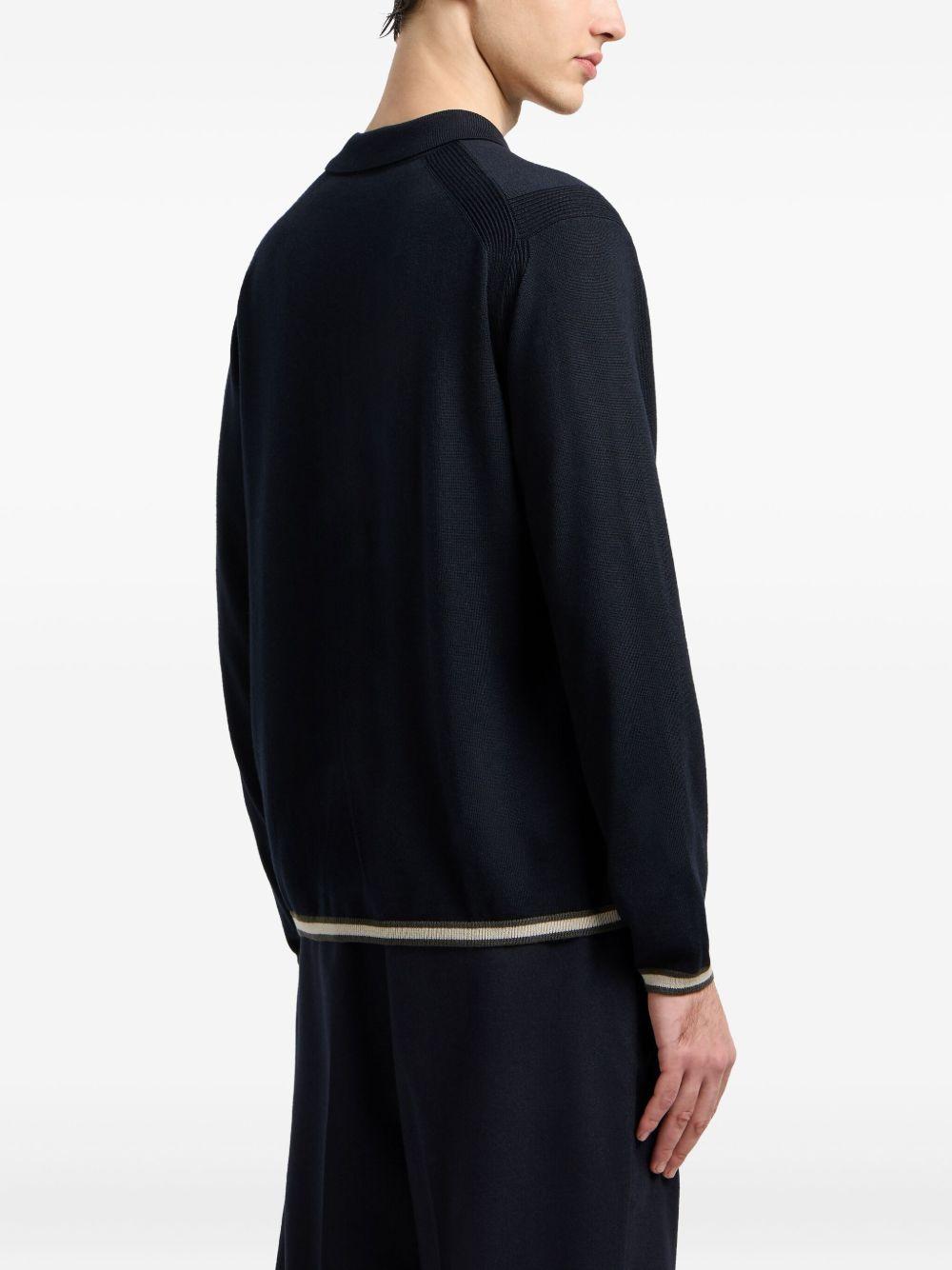 Polo blu in lana con mezza zip e maniche lunghe EM001512AF14158 UB118 EMPORIO ARMANI