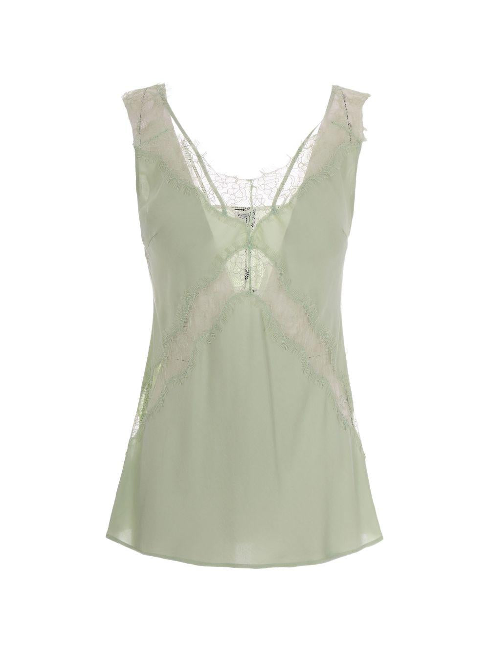Top senza maniche con dettagli in pizzo 106623A385 S86 PINKO