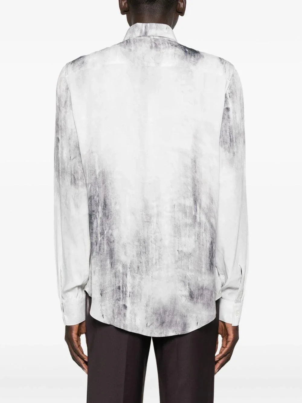 Camicia grigia con stampa sfumata e colletto classico - Preludio Moda