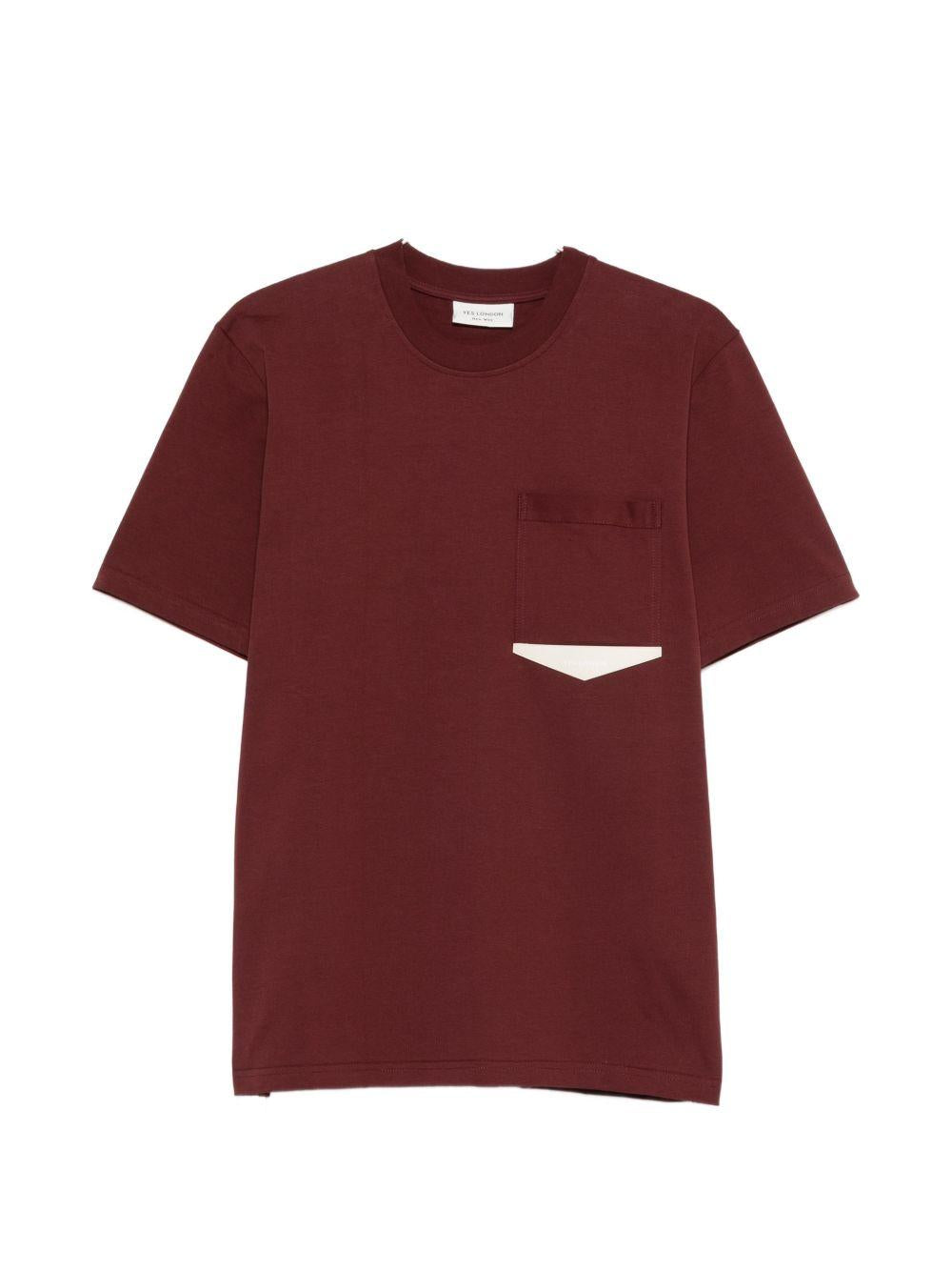 T-shirt in cotone girocollo con patch XM4249 BORDEAU YES LONDON