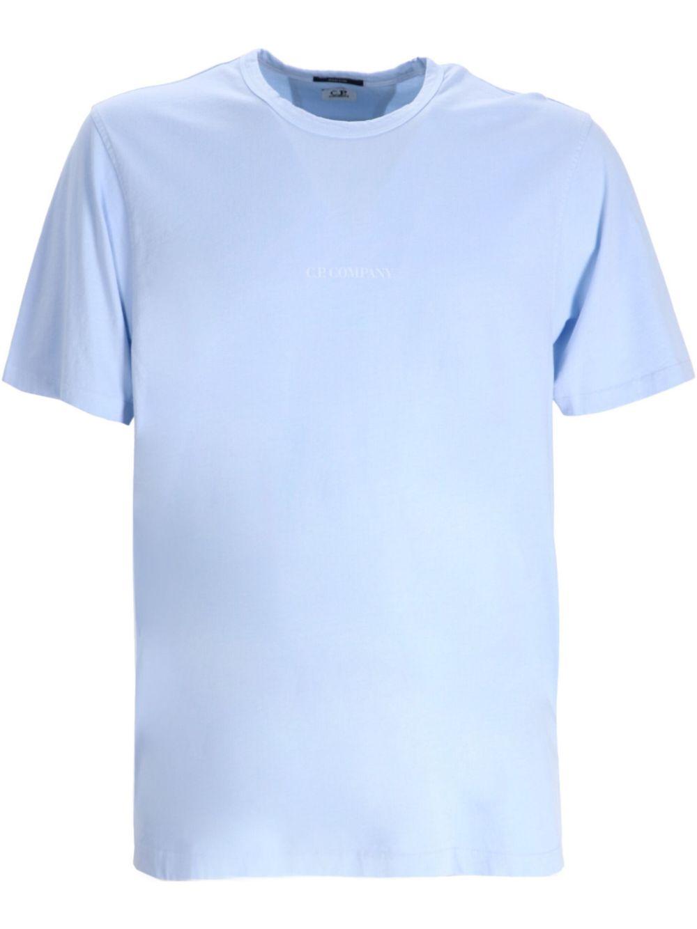 T-shirt celeste logo petto centrale 18CMTS085A005431R 814 CP COMPANY