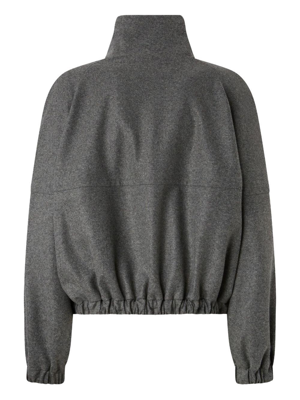 Giacca crop grigia con chiusura frontale con zip 106046A2ZU I76 PINKO