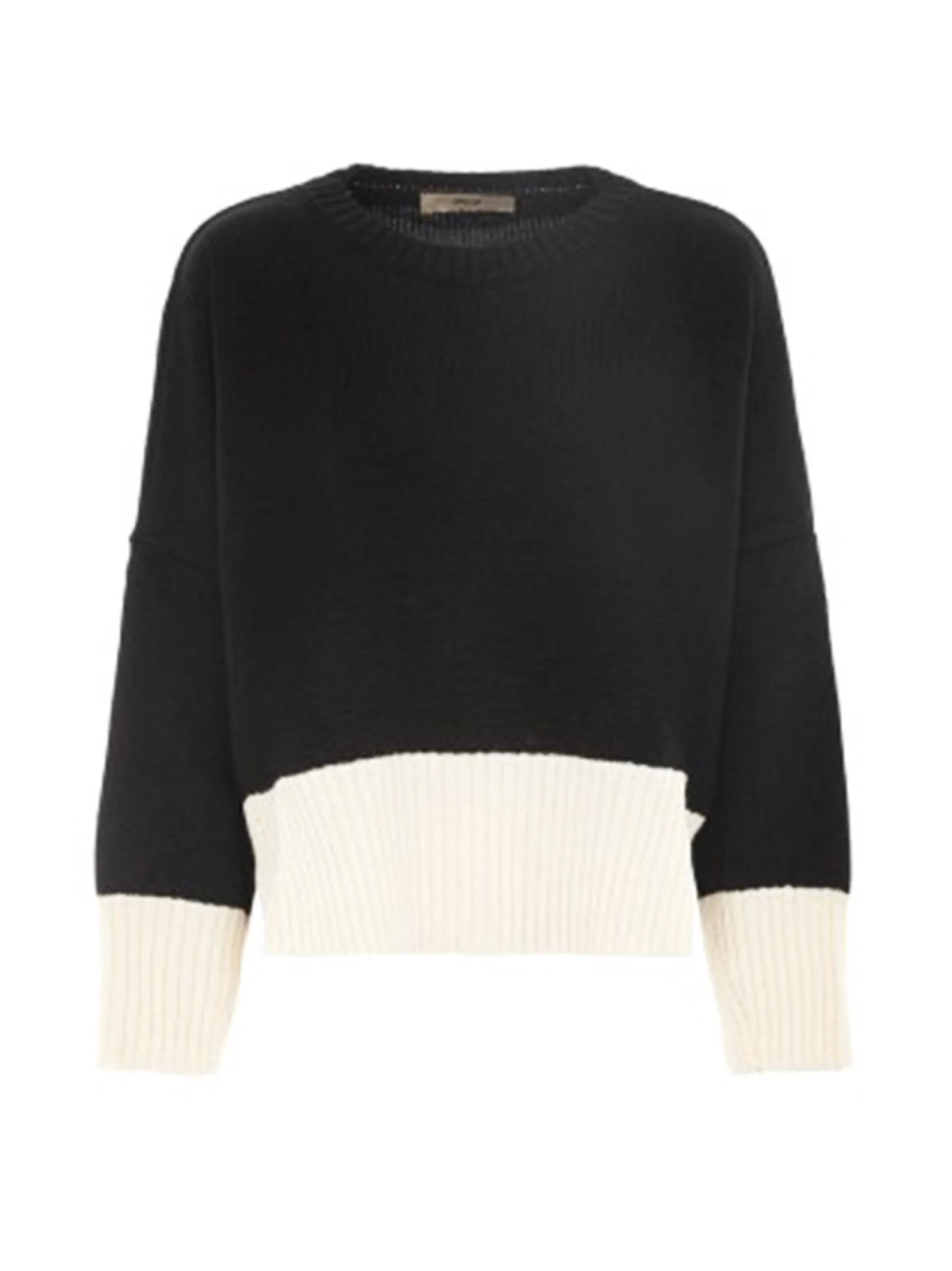 Maglia bicolor con profili a coste - Preludio Moda