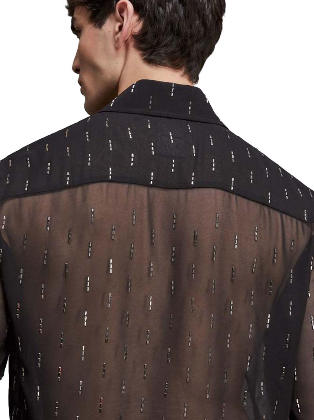 Camicia nera semitrasparente con strass