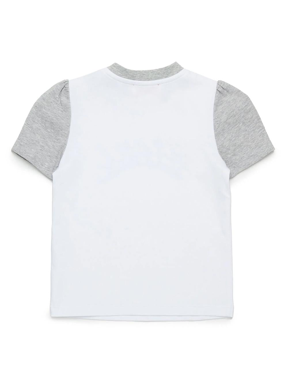 T-shirt bicolor logo lettering satin neonata