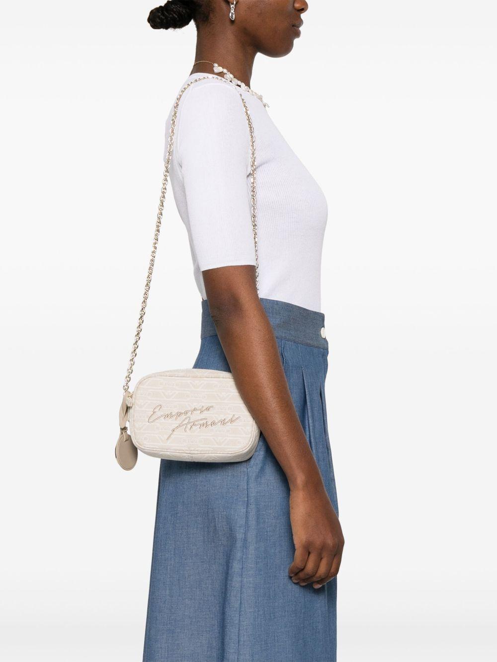 Borsa in canvas jacquard monogram all over e tracolla a catena EW001891AF16095 F1073 EMPORIO ARMANI