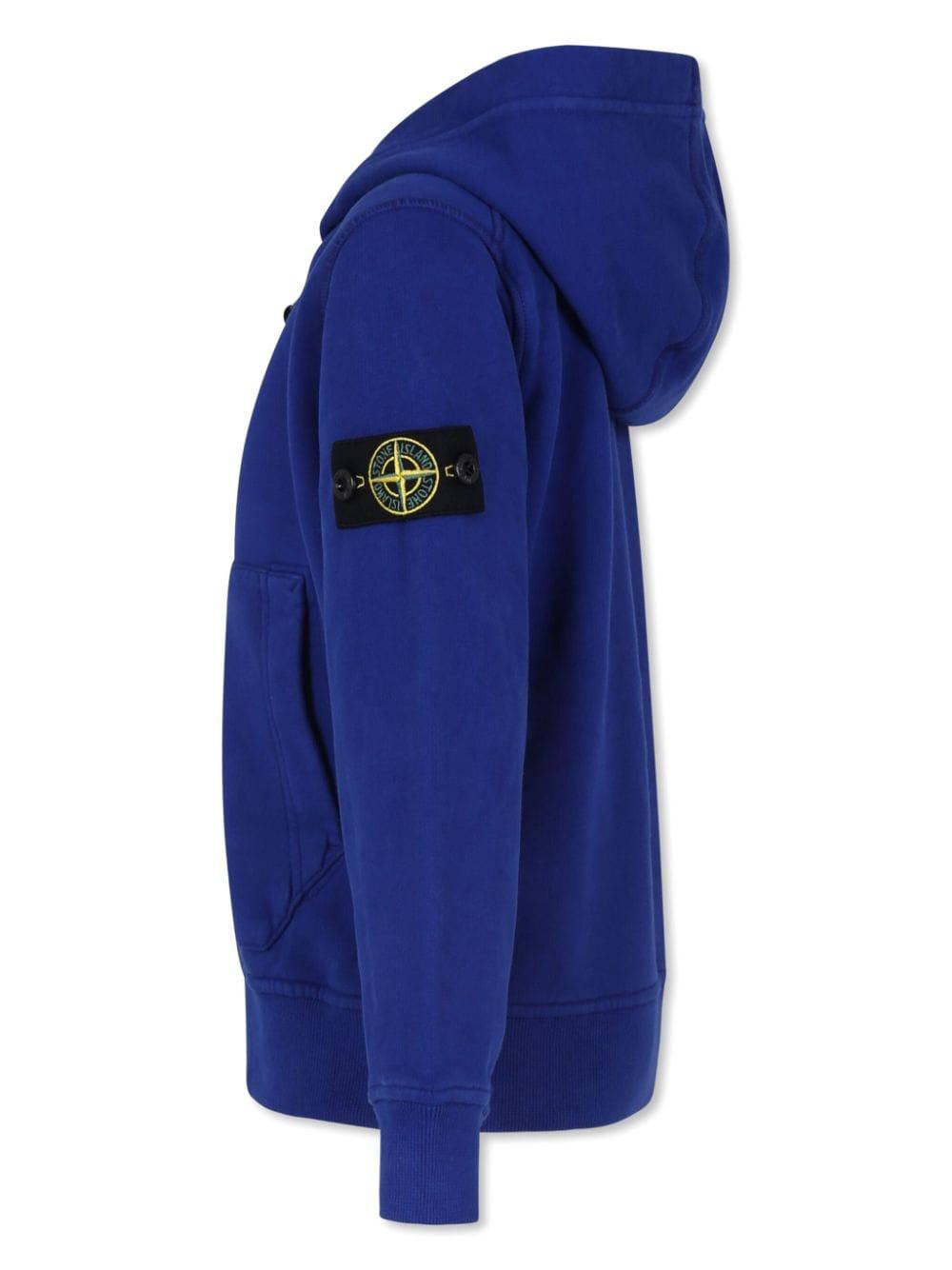 Felpa blu con zip e logo compass