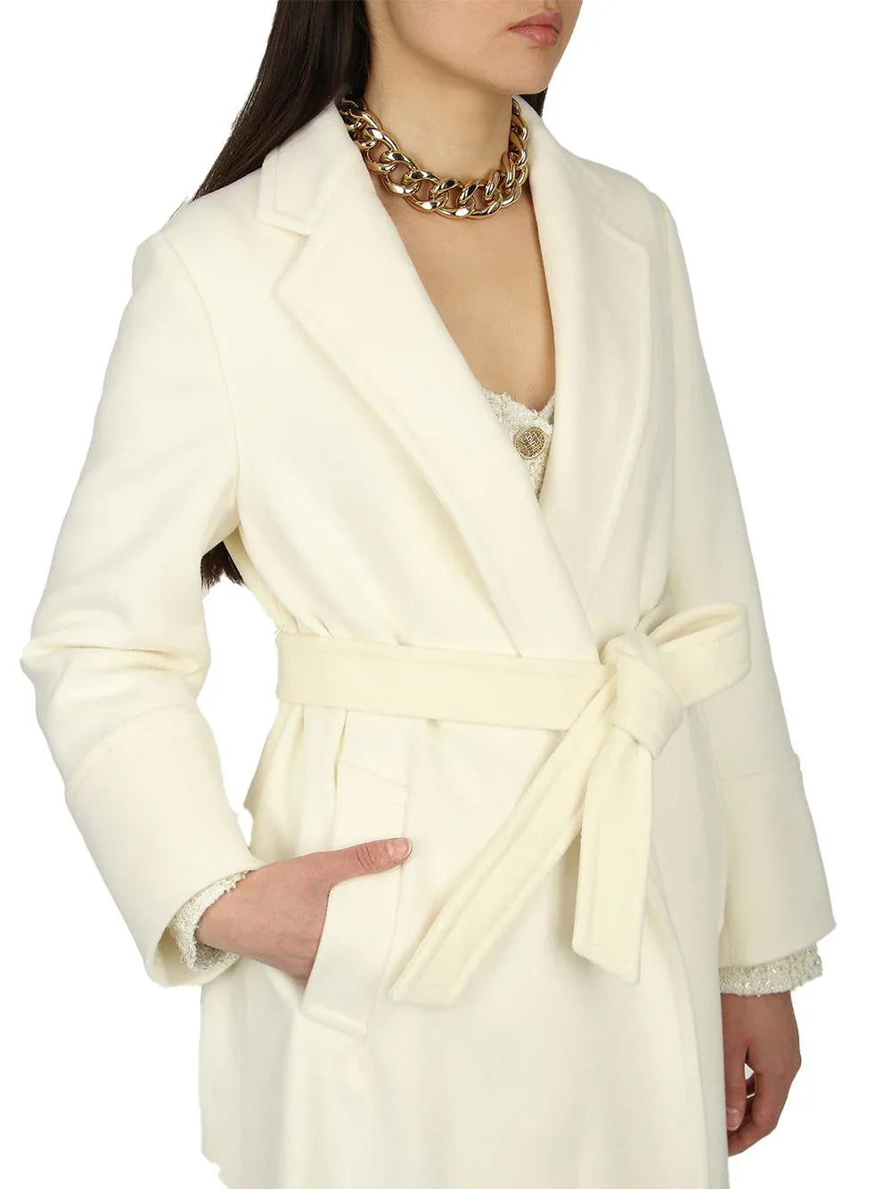 Cappotto Donna panna con cintura - Preludio Moda
