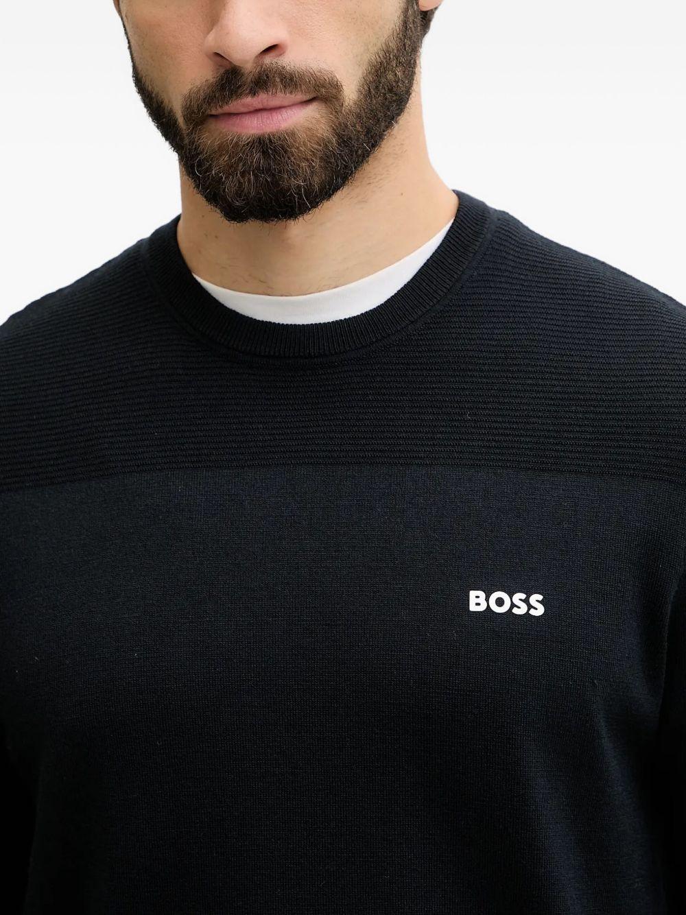 Pullover girocollo con pannelli texture 50547507 402 BOSS