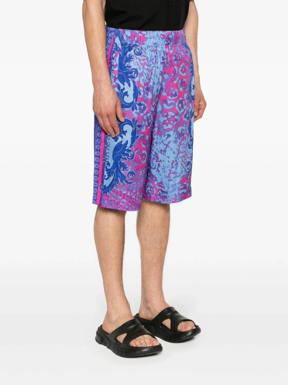 Bermuda stampa barocca celeste/blu/fucsia - Preludio Moda