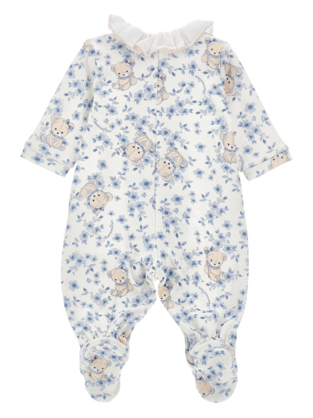 Tuttina bianca in cotone con stampa floreale 35F2066008 0151 MONNALISA KIDS