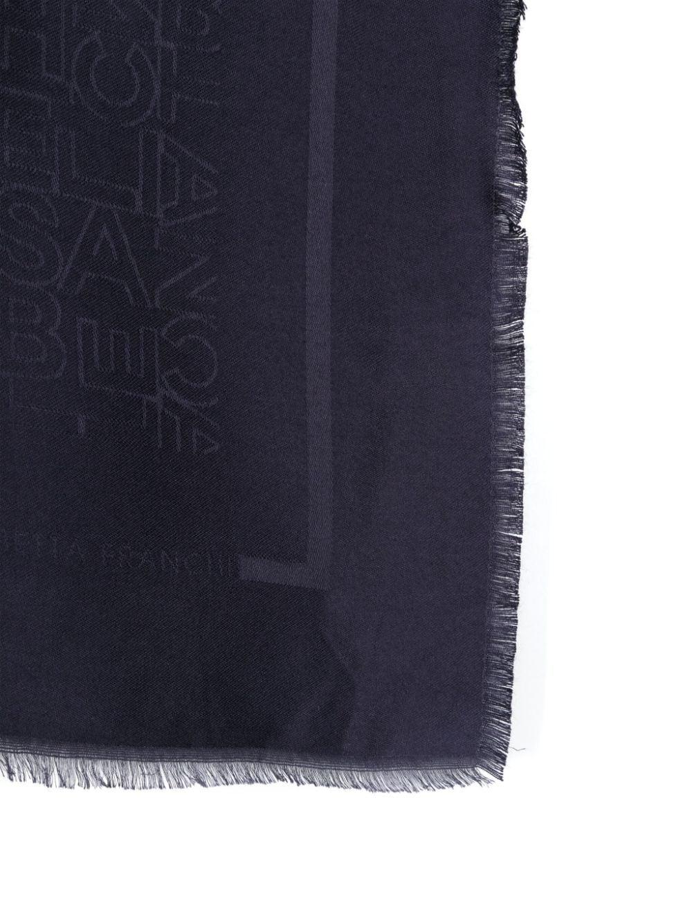 Pashmina quadrata blu logo all-over