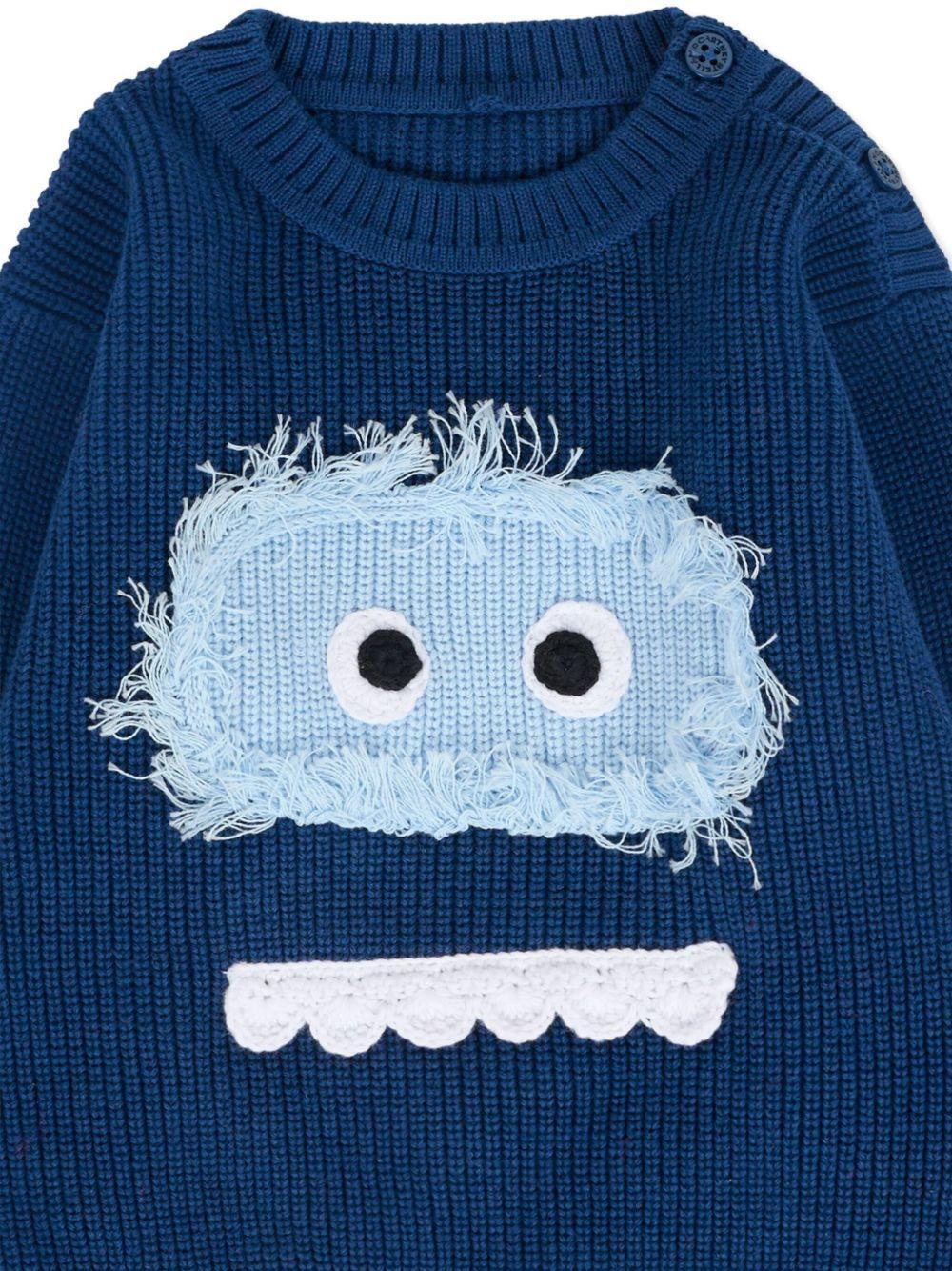 Maglione Blu con Applicazione Monster Face - Preludio Moda