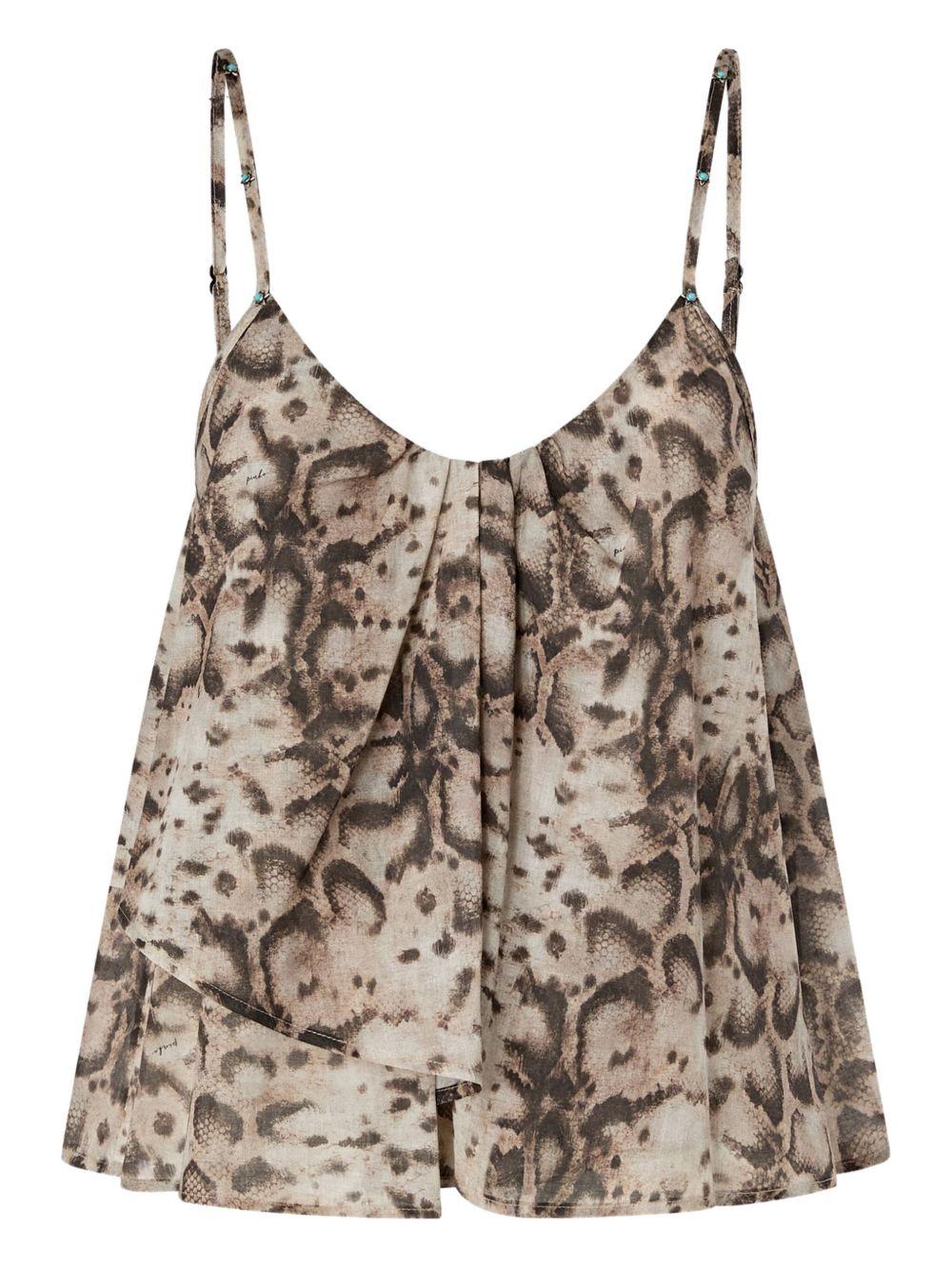 Top in cotone con pieghe a stampa serpente 106868A3AP CZ9 PINKO