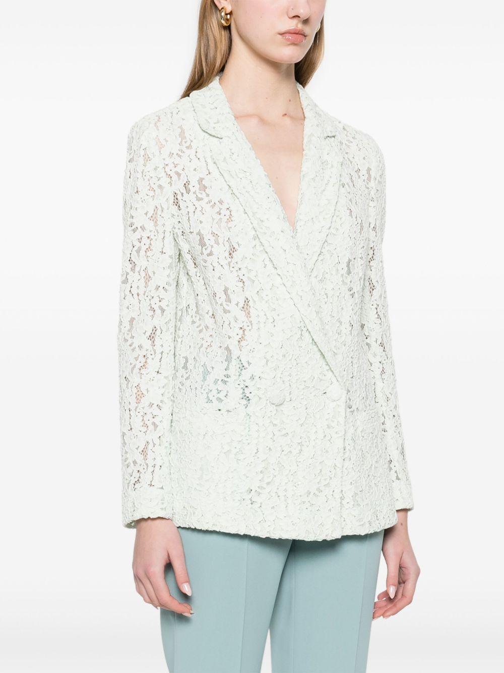 Giacca blazer in pizzo floreale verde acqua