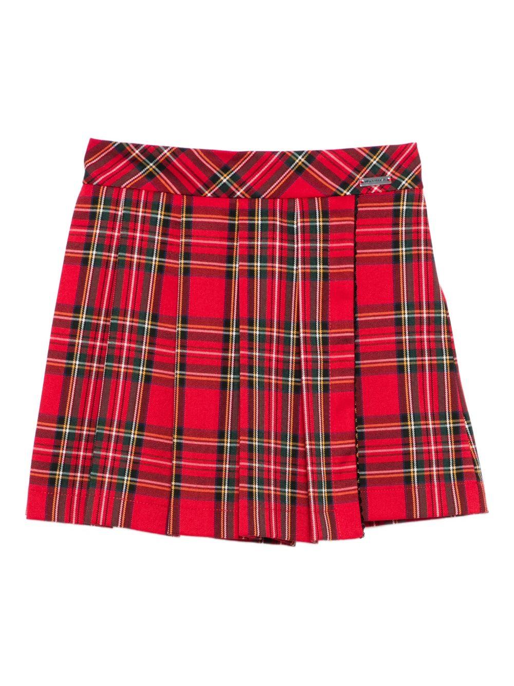 Bermuda Rosso a Quadri Plissettati con Vita Elasticizzata 71F4046320 4325 MONNALISA KIDS