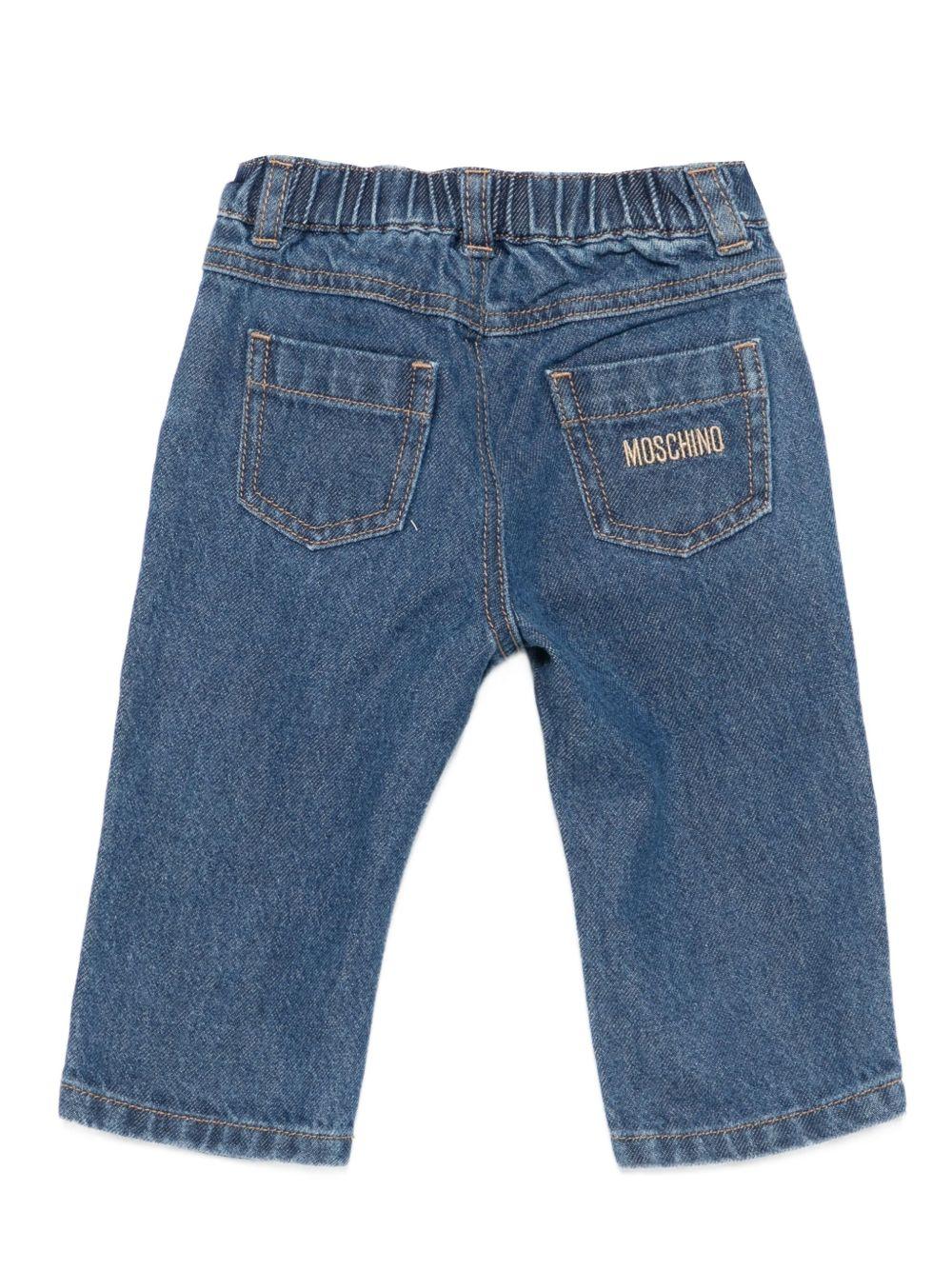 Jeans Blu con Ricamo Orsetto MMP04ZL0E29 40335 MOSCHINO KIDS