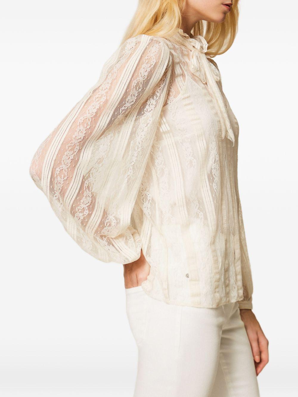 Blusa in pizzo con fiocco al collo 261TP2541 00059 TWINSET