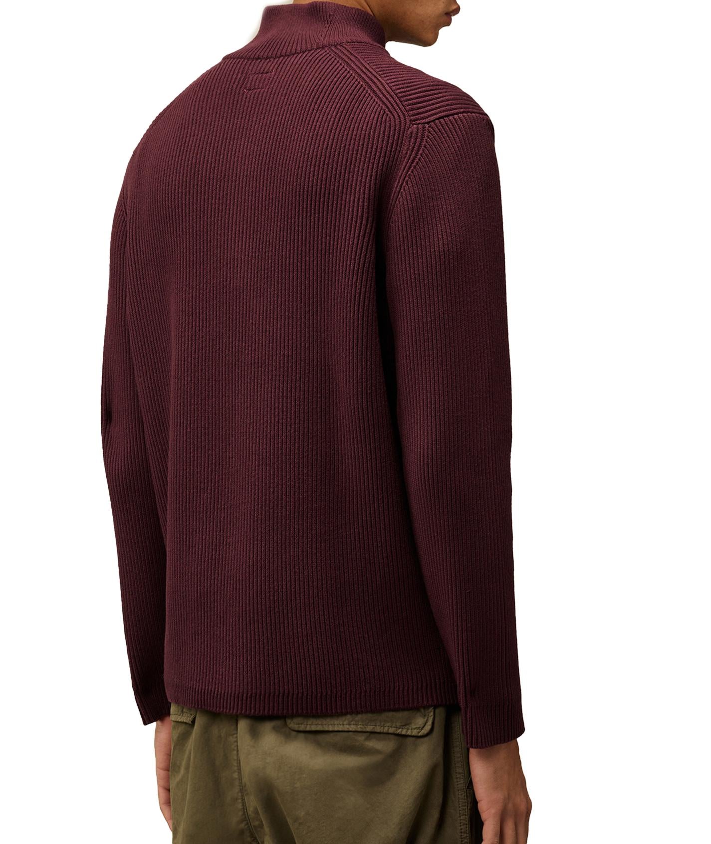 Maglione a coste viola mezza zip 17CMKN185A006608A 790 CP COMPANY