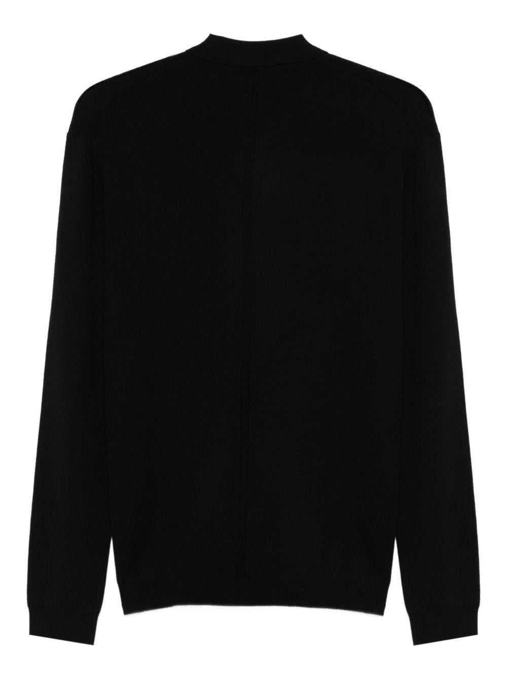 Polo nera a maniche lunghe con colletto e abbottonatura L1MFW25266736 D001 LOW BRAND