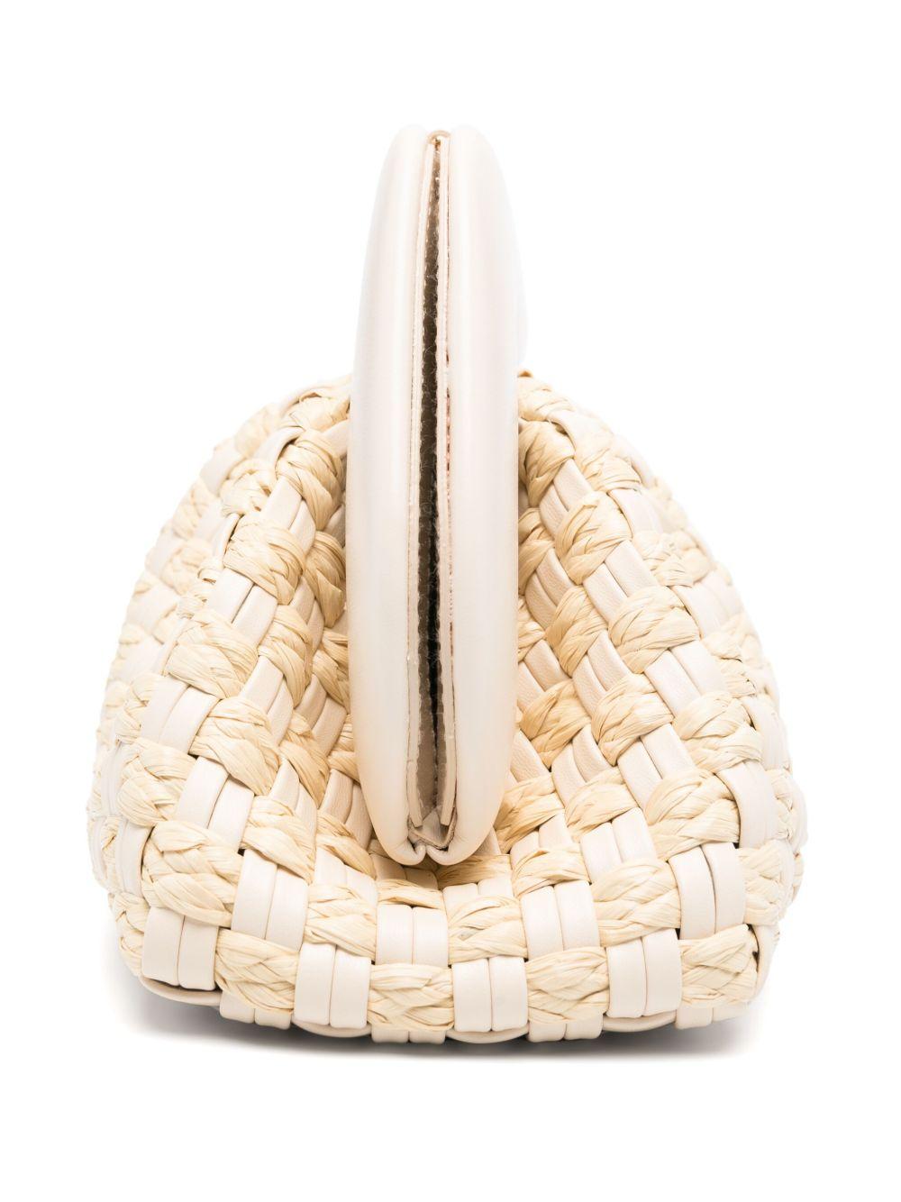 Clutch tia micro weaved staw bianca e rafia