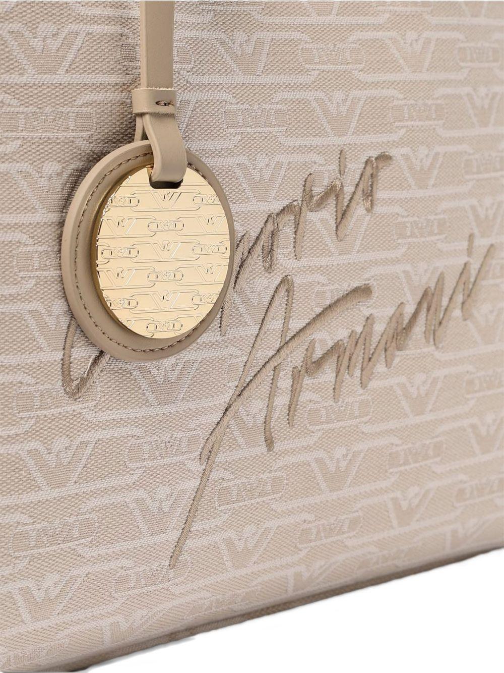 Borsa shopping jacquard monogram all over beige