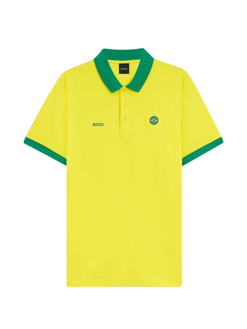 Polo in cotone con colletto bianco 50559263 740 BOSS