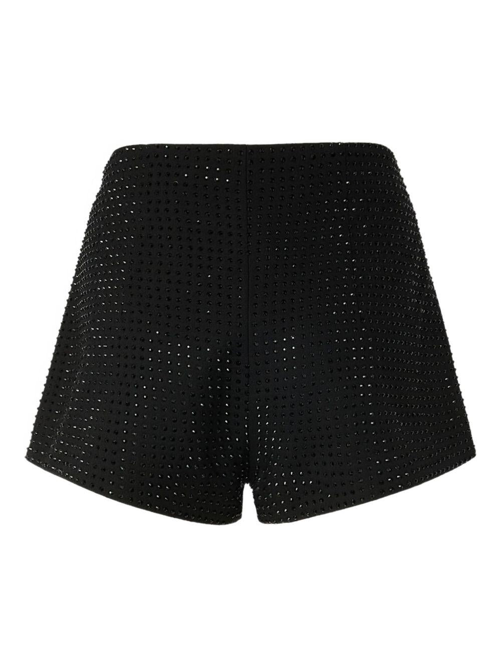 Shorts neri a vita alta con decorazione in strass 105925A287 Z99 PINKO