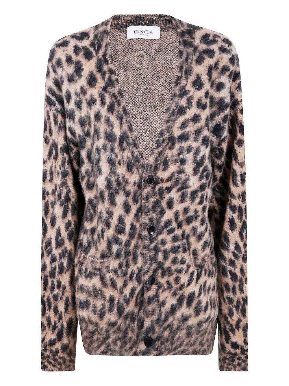 Cardigan Beige con Stampa Leopardata - Preludio Moda