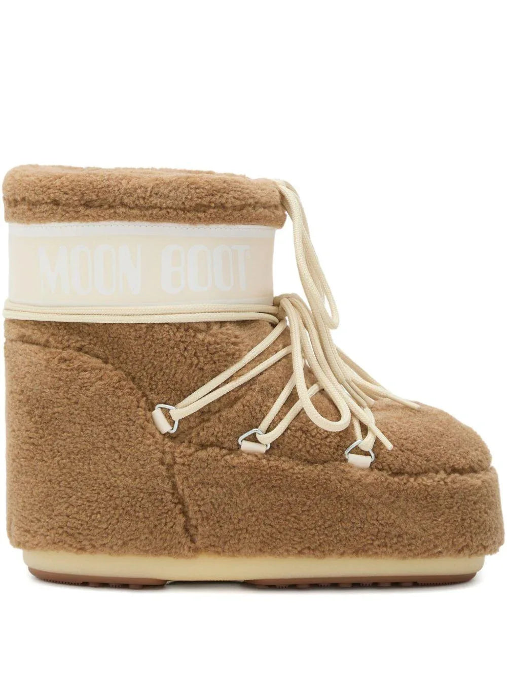 Moon Boot Kids Stivali Icon Low Camel con logo e lacci - Preludio Moda