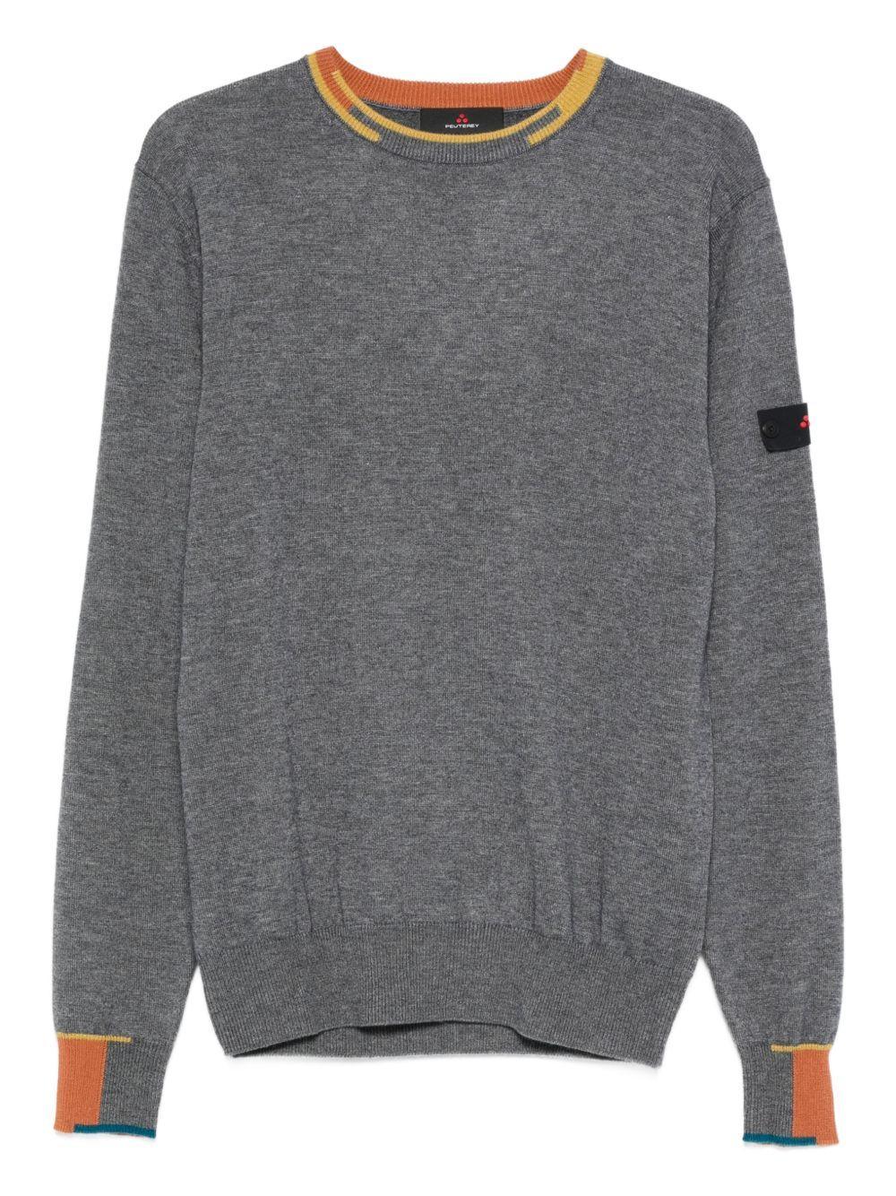 Maglione grigio Marlon 04 a collo giro con polsini a coste - Preludio Moda