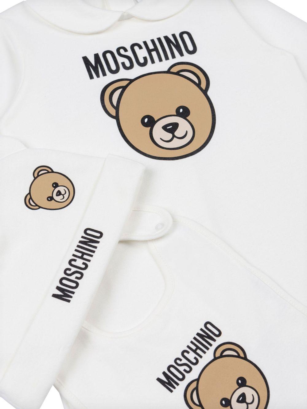 Set neonato bianco con logo MMY08BLCA40 10063 MOSCHINO KIDS