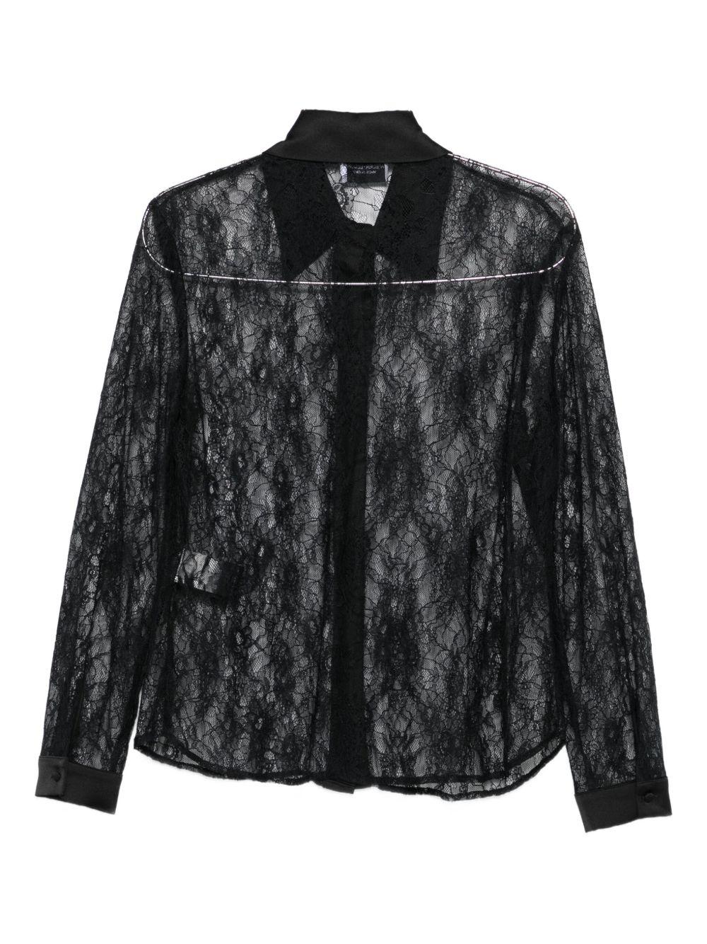 Blusa in Pizzo con Colletto a Punta AT212 NERO ALESSANDRO LEGORA