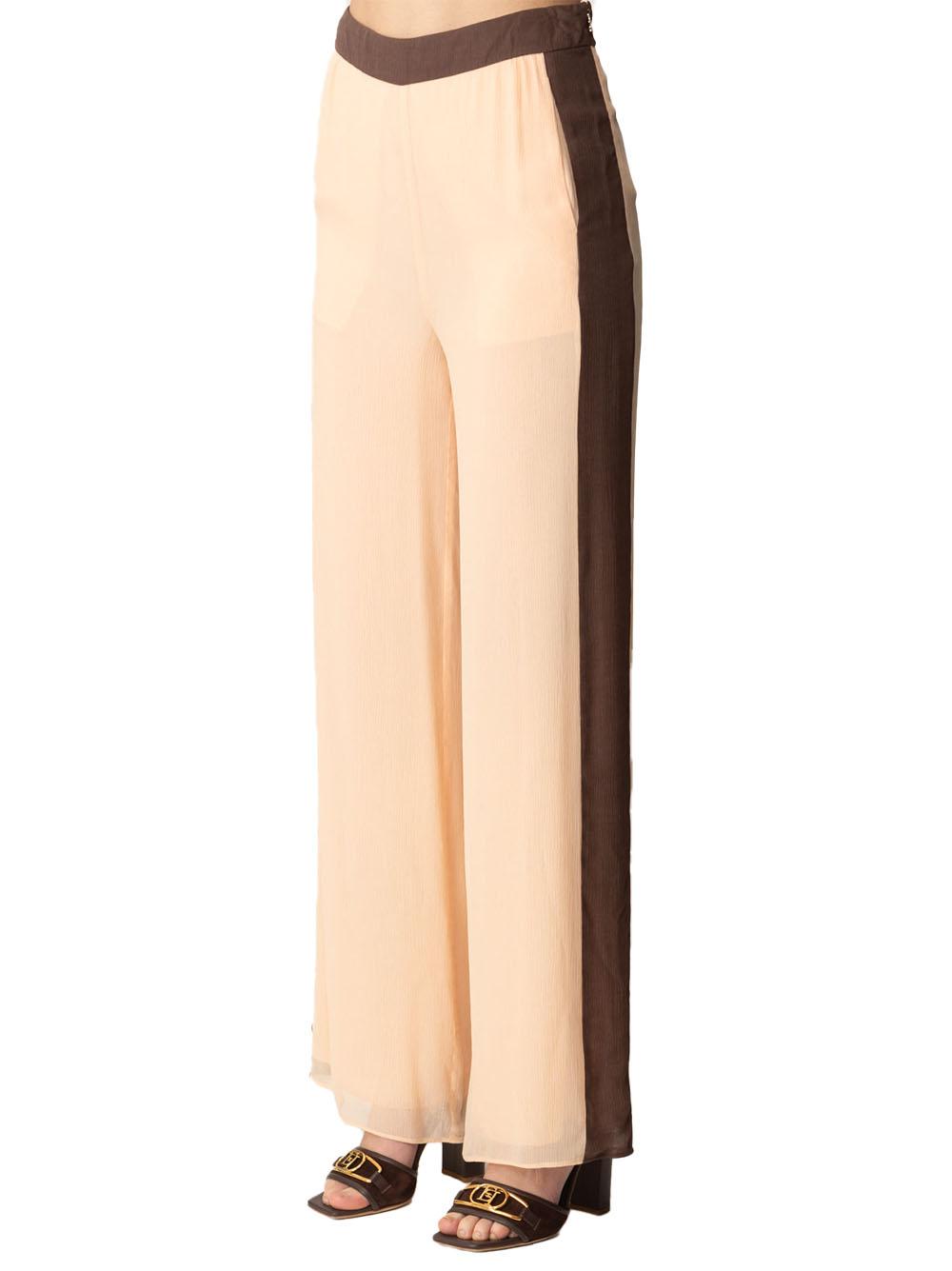 Pantalone bicolor in tessuto leggero