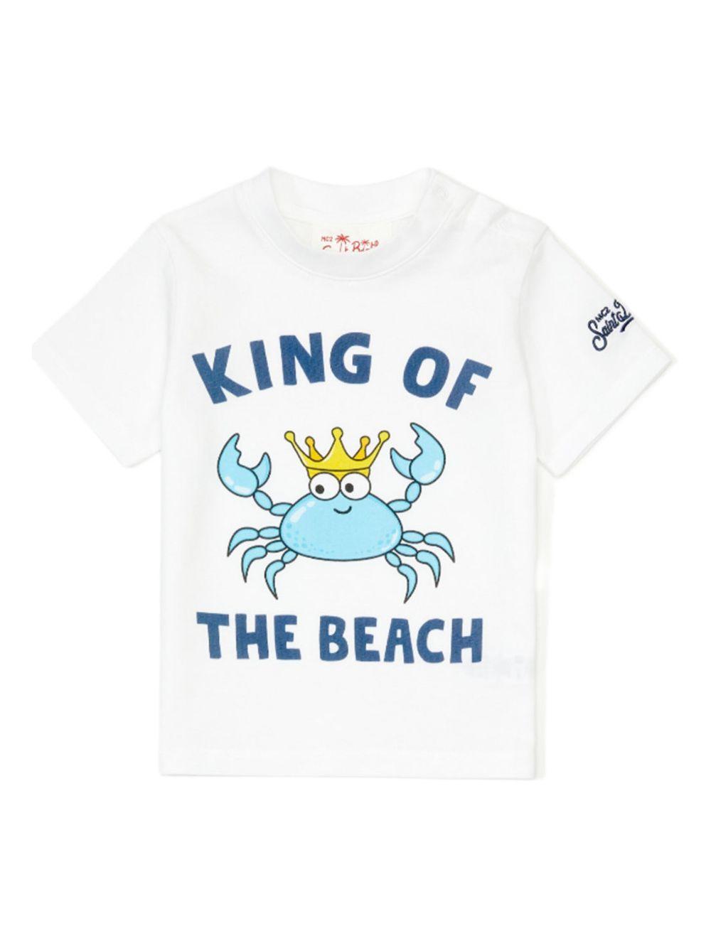 T-shirt bianca "King of beach" TSH0001 03031H MC2 SAINT BARTH KIDS
