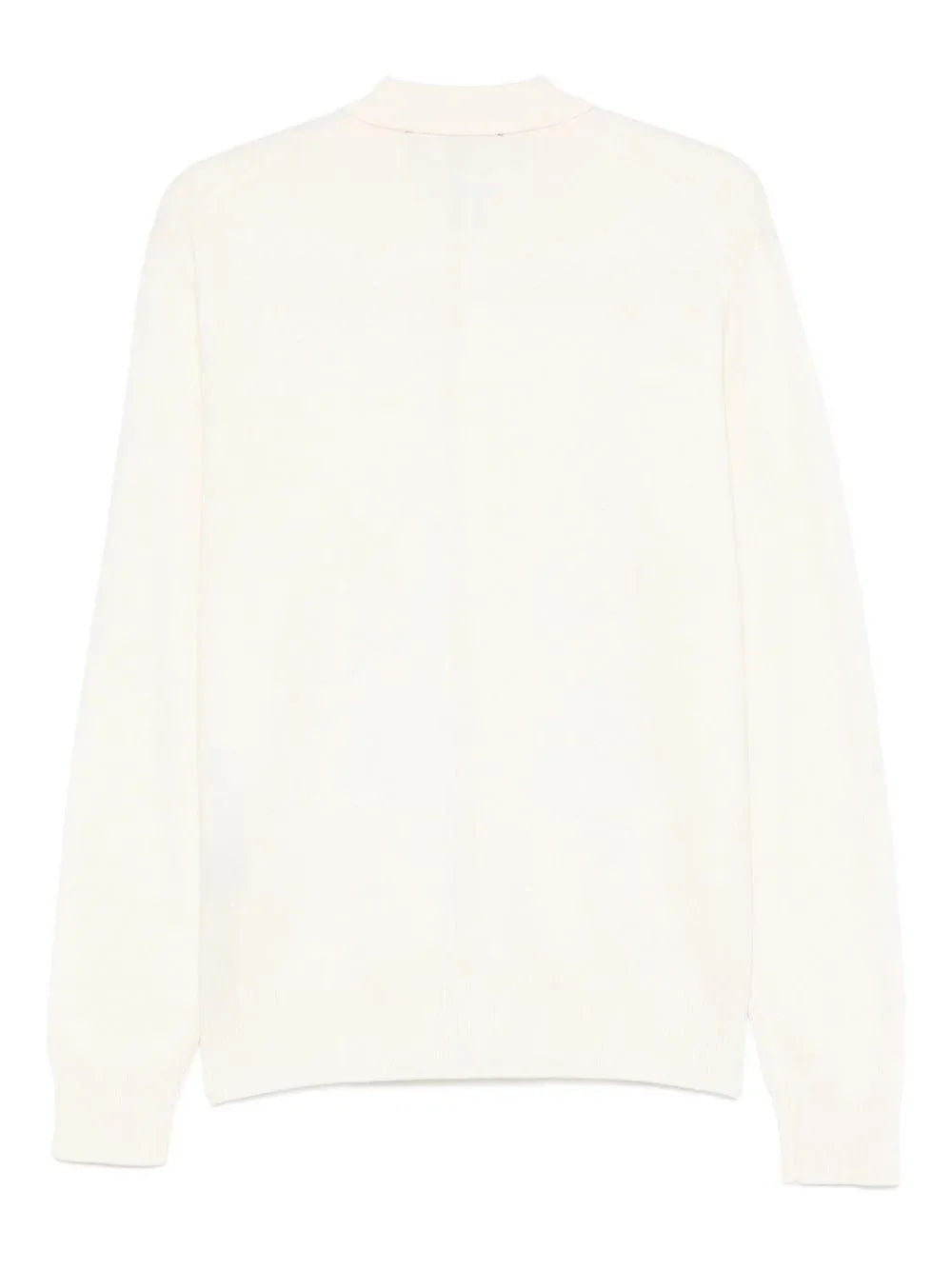 Cardigan bianco in lana merino con collo a V e chiusura a bottone - Preludio Moda