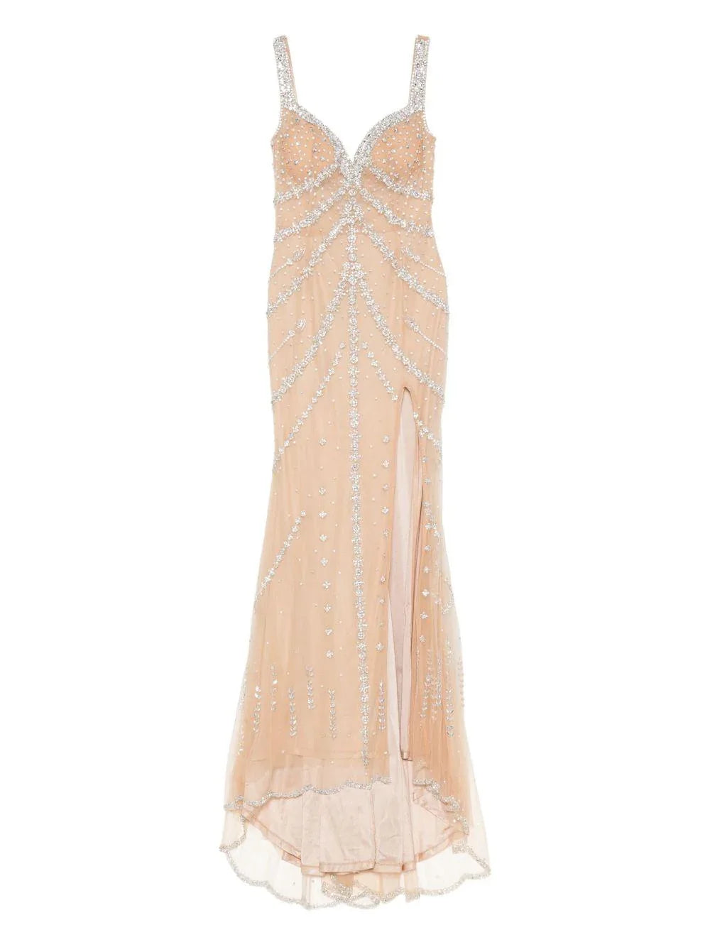 Abito lungo Beige Chiaro con Scollo a Cuore - Preludio Moda